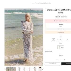 Shannon 3D Floral Midi Dress In White - Elliatt
